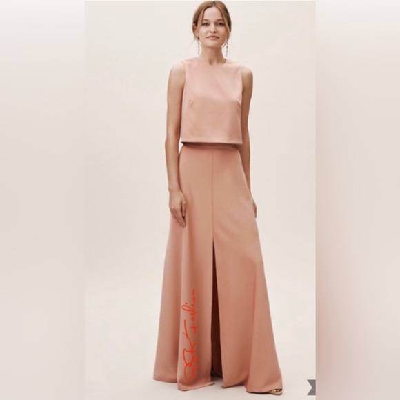 BHLDN x Jenny Yoo Soleil Skirt in Apricot w Center Slit sz 12 - Picture 6 of 7